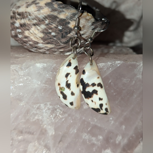 West Indian Magpie shell earrings - handmade in the Caribbean - Picture 4 of 14